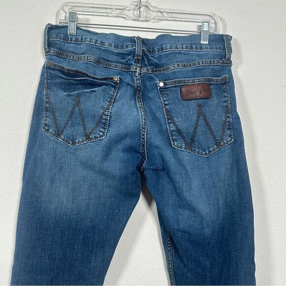 Wrangler Retro Western Jeans Men 33x30 Blue Slim Fit Straight Cowboy Denim - Picture 3 of 8